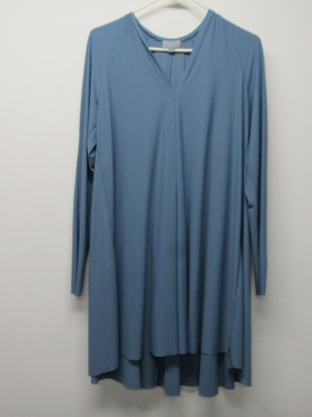 M2057 Maria Pinto Blue Swing Mini Tunic Dress Sz Small Long Sleeve Lagenlook
